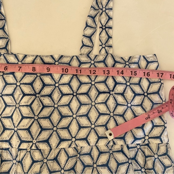 Madison Mathews || Lia Cotton Block Printed Maxi Dress Blue White Large NWT - Picture 7 of 10